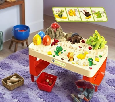 Dino's Speeltafel met kleiset - educatieve boetseerklei en vormpjes - dinosaurus speelgoed knutselset