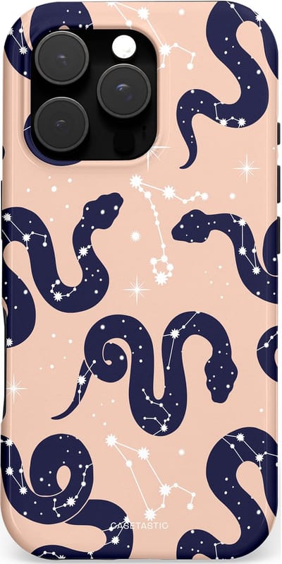 Casetastic hoesje geschikt voor Apple iPhone 16 Pro - MagSafe - Dubbellaagse bescherming - Astro slang - Fashion Case - Zand Perzik Donkerblauw Grijs