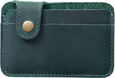 Slanke Leren Creditcardhouder -Pasjeshouder – Minimalistische Kaarthouder voor Dames en Heren – Mini Portemonnee met Druksluiting – Compacte Kaartportemonnee Vintage Stijl - Groen