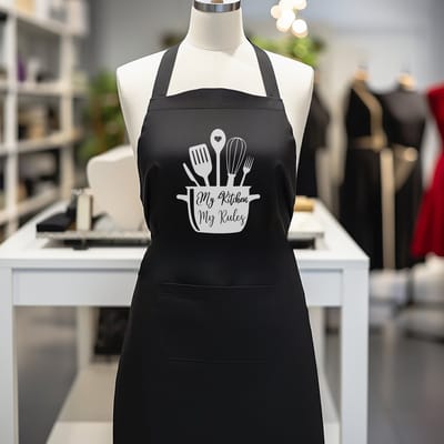 Verstelbaar kookschort, unisex, met 2 Zakken Vloeistof Druppel Waterbestendig Koken Keuken Restaurant Bar Schilderen BBQSchort, voor diverse doeleinden, Zwart Schorten Koksschort Unisex Schorten voor V/M , my kitchen my rules on spoon set