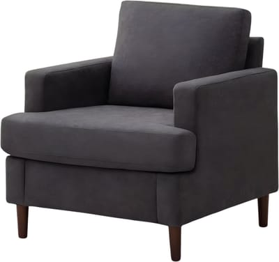 Fauteuil - Lounge stoel - Gestoffeerde Accentstoel met Houten Poten - Donkergrijs