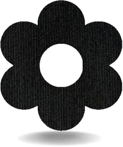 tinsulin - fixtape sensorpleister bloem ringpleister voor Simplera sensor - Dexcom G7 - Freestyle Libre 2 - zwart - set van 20 stuks