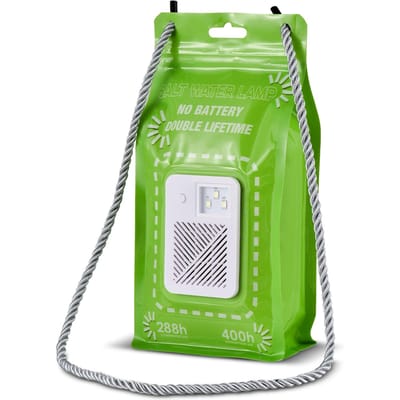 Zoutwaterlamp Geen batterijen 2 lichtstanden Binnen Buiten 400 uur Waterlamp Lichtzak Kamperen groen