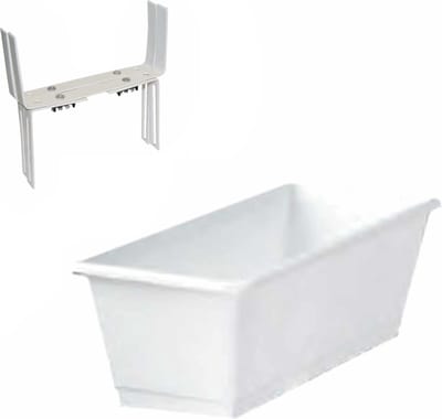 Kunststof plantenbak wit rechthoekig 40 cm met 2 verstelbare balkon/muurbeugels