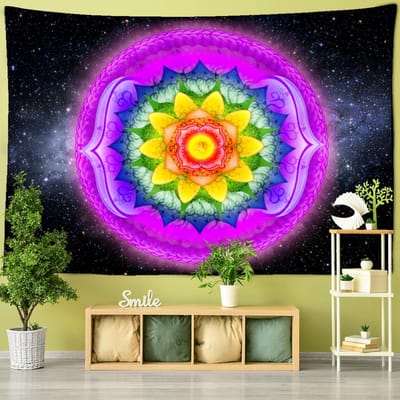 Tapisserie Ciel Étoilé à Suspendre au Mur Ligne Bleue Sorcellerie Chance Minimaliste Style Moderne Hippie Décoration Intérieure Maison 95x70cm purple