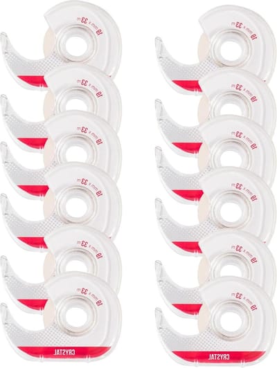 Plakbanddispenser met 12 stuks plakband - 19 mm breed 33 m lang 38 micron - voor kantoor, thuiskantoor, school en universiteit - gemengde kleur