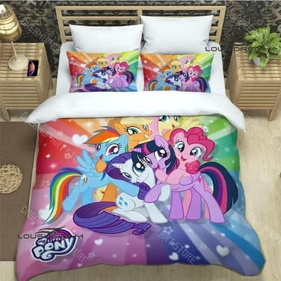 Cartoon My Little-P-Ponys Beddengoed Sets exquise bedbenodigdheden set dekbedovertrek beddekbed set beddengoed set luxe verjaardagscadeau AU Single 140x210cm
