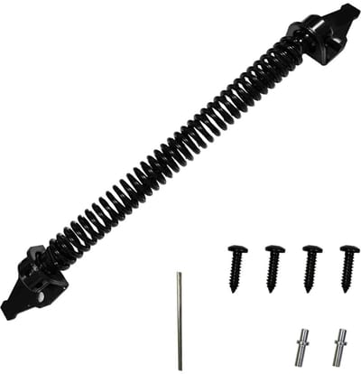 Dailygoods- Deurcloser 14 Inch - Verstelbare Poortsluiter - Houten Tuinpoorten - Koolstofstaal - Zwart - Inclusief Schroeven - Poortspring