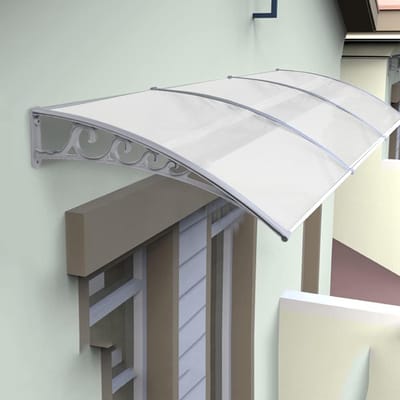 Luifel Voordeur - Afdak Deur - Bescherming Buiten - Wind- en Regendicht - 100x200 cm - Grijs-wit