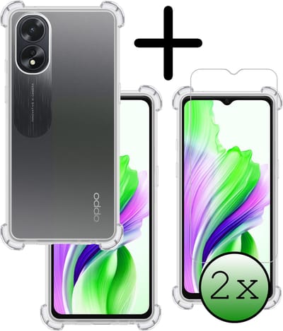 Hoesje Met Screenprotector - 2 Stuks - Geschikt voor OPPO A38 - Sterk & Shockproof - Siliconen Case - Back Cover - Telefoon Hoes - Shock Proof - Transparant