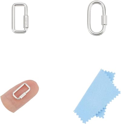 2x Ovale Karabijnhaak Sluiting van 925 Sterling Zilver - Schroefsluiting voor Sieraden en Sleutelhangers