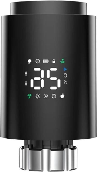 Slimme Radiator Thermostaat - Verwarming Knop - Energie Besparen - Weekschema Instelbaar - M30 x 1.5mm - Zwart