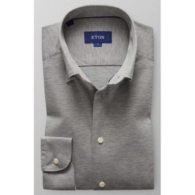 Eton Overhemd Piqué Long Sleeve Poloshirt Licht Grijs / male