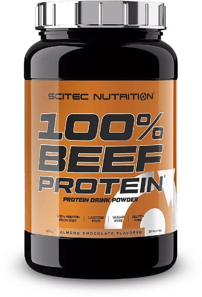 Scitec Nutrition® - 100% Beef Protein (900 gram - Almond/Chocolate) - Amandel/Chocolade - 30 eiwitshakes - eiwitpoeder - eiwit - eiwitshakes - proteine shake - lactosevrij - glutenvrij
