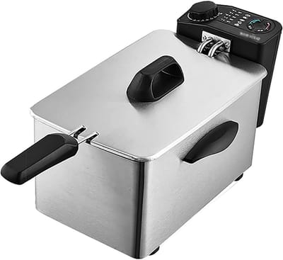 Elektrische Frituurpan - Keuken Frituurmachine - Thuis Frituren - Ringvormige Verwarming - 25L tot 4L - Zilver