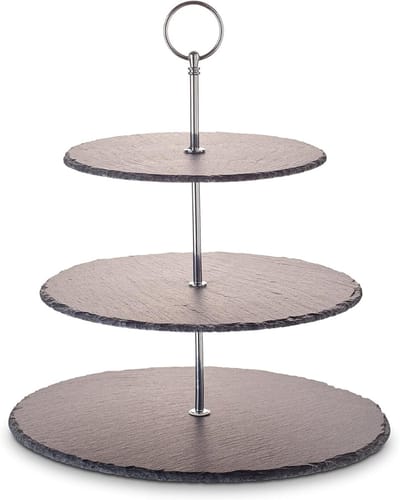TIM® Serveertoren - Etagere - Tapasplank - Zilver - 30cm x 30cm x 35cm