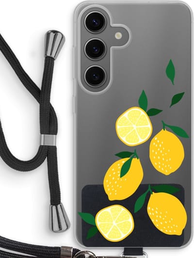 Case Company® - Hoesje met koord geschikt voor Samsung Galaxy S24 hoesje met Koord - You're my lemon - Telefoonhoesje met Zwart Koord - Bescherming aan alle Kanten en Over de Schermrand