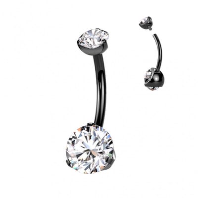 Piercing sierlijk dubbele steen zwart - LMPiercings