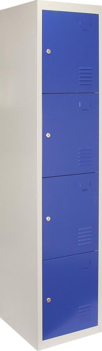 Metalen opbergkasten vier deuren - blauw - 180x38x45 cm - plat verpakt
