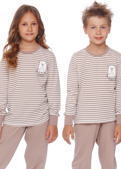 Doctor Nap Meisjes Jongens Kinderen Unisex Pyjama Lange Mouw Lange Broek Winter Kerst Matching Gezin Familie Bear Yourself Beige PDU.4570 134/140