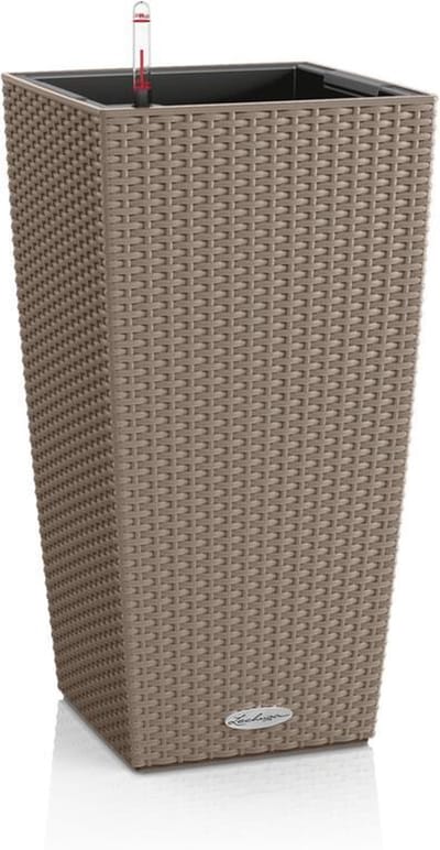 LECHUZA CUBICO Cottage 30 - Plantenbak - met uitneembare binnenbak - met bewateringssysteem - ALL-IN-ONE set met LECHUZA-PON - zandbruin