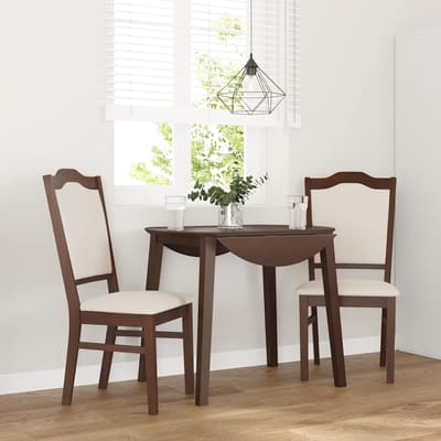 vidaXL - Eetkamerstoelen - met - kussens - 2 - stuks - bruin - massief - hout - rubber