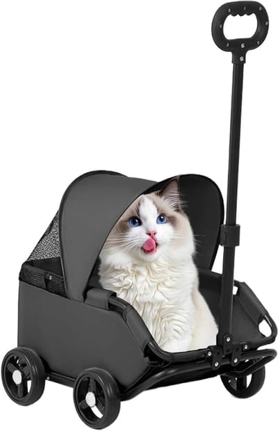 Huisdierenwagen - Dierenvervoerder - Veilig transport - Inklapbaar ontwerp - 54 x 36 x 26 cm - Zwart