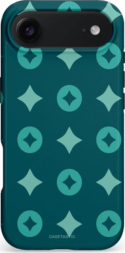 Casetastic hoesje geschikt voor Apple iPhone Air - MagSafe - Dubbellaagse bescherming - Retro sterren - Fashion Case - Petrol