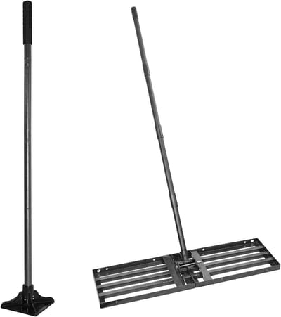 Gazon nivelleer hark - Bodem stamper - Gazon onderhoud - Duurzame staalconstructie - 71 inch steel - Zwart