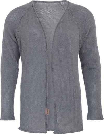 Knit Factory Jasmin Kort Gebreid Dames Vest - Lente & zomer vest - Dames cardigan gemaakt uit 80% gerecycled katoen - Licht Grijs - 36/38