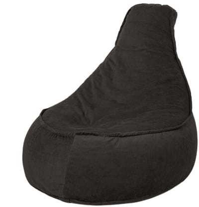 Drop & Sit Stoel Zitzak Ribstof - Zitzakfauteuil - Woonkamerzitzak – Zwart – Junior – Voor Binnen