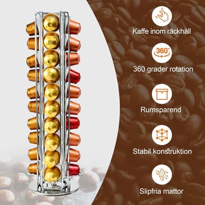 Famanu - Capsulehouder Espresso-capsulehouder, draaibare rechte houder voor 40 stuks Espresso koffiecapsules (zilveren Espresso-capsulehouder)