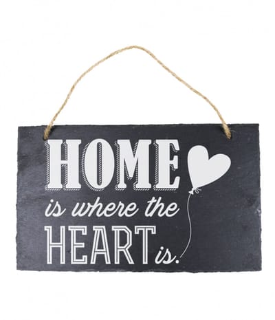 Stoneslogan - Spreuktegel - Home is where the heart is - In cadeauverpakking met gekleurd lint