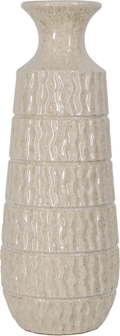 HomeBound by KY | Aardewerk vaas Aztec beige | 17,5x17,5x45,5cm | bloemenvaas aardewerk