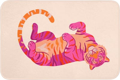 Badmat 90x60 cm - Antislip - Tijger - Roze - Oranje - Badmatten voor badkamer - Badkamermat - Douchemat - Badkamer mat