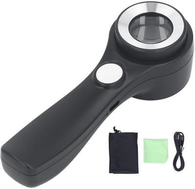 Dailygoody - Vergrootglas met LED-licht - 60X vergroting - Handverlicht en USB oplaadbaar - Ideaal voor lezen - Geschikt voor senioren - Lichtgewicht