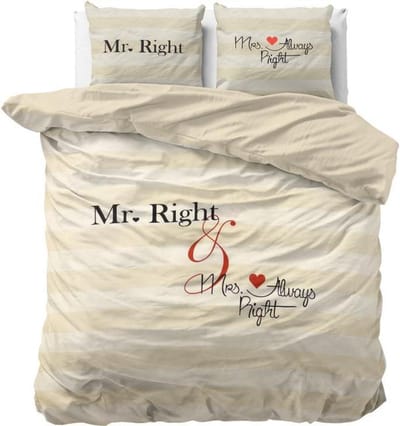 Dreamhouse Mr and Mrs Always - Dekbedovertrekset - Lits-Jumeaux - 240x200/220 + 2 kussenslopen 60x70 - Creme