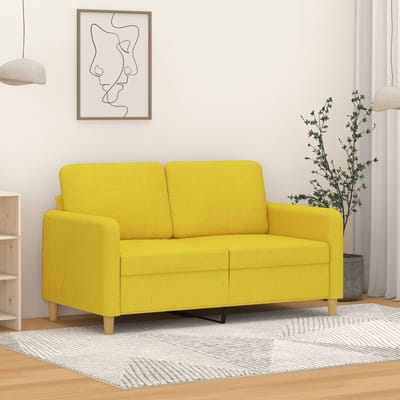 Vidaxl Bank 2-Persoons, Lichtgeel, 120 Cm, Bekleed met Stof