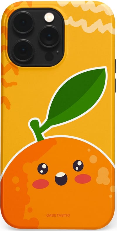 Casetastic Hoesje Geschikt voor Apple iPhone 14 Pro Max Magsafe - Stijlvolle Beschermende Duo-layer Case - Vrolijke Sinaasappel