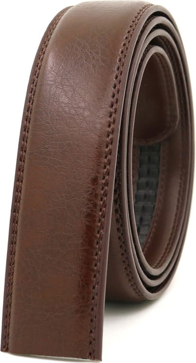Bruine 150 cm lange lederen riem ( 3,5 cm breedte ) zonder gaatjes voor automatische gespen voor heren met dat maatje meer ( gesp niet inbegrepen )