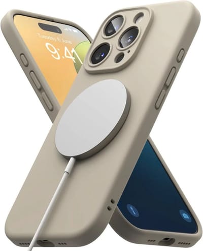 Ringke Silicone Magnetic Hoesje Geschikt voor Apple iPhone 16 Pro Max | Compatibel met MagSafe | Back Cover met Magneet | Zacht Siliconen | Slank Design | Beige