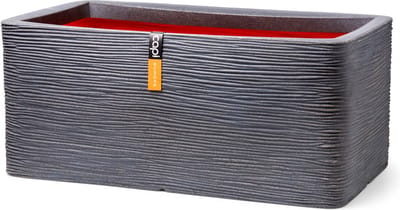 Capi Europe - Bloembak rechthoek Rib NL - 73x39x32 - Donkergrijs - Opening Ø31 - Bloempot voor binnen en buiten - Levenslang garantie - Breukbestendig - 100% Recyclebaar - CO2 Neutraal geproduceerd - KDGR963