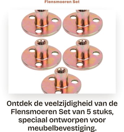 Dailygoods- Flensmoeren Set 5 Stuks - M8 - Gegalvaniseerd IJzer - Ronde Basis - T-stuk met 3 Gaten - Duurzaam en Sterk - Meubelfixatie