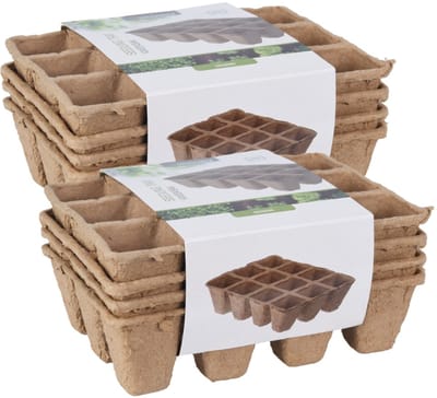 Pro Garden Stekpotje / kweekpot - 8x stuks - 16 x 12 x 5 cm - turfpotjes - moestuinpotjes