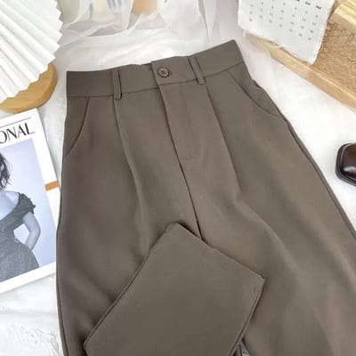 Nieuwe Koreaanse Niche Pakbroek voor Lente en Herfst voor Dames, Gedrapeerde Rechte Pijp Casual Broek Smalle Versie Wijde Pijp Lange Broek 5XL gray