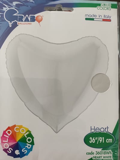 Grabo - Folieballon hartvorm Wit - (90 cm)