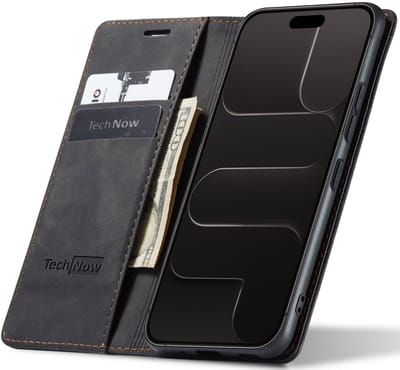 Hoesje geschikt voor iPhone 17 Air - Book Case Leer Slimline Zwart