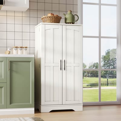 Wishdor Opbergkast Met Led-Sensorverlichting - 2-Deurs - Verstelbare Legplank - Deurvakken - Mdf - Wit - 120 X 60 X 40 Cm