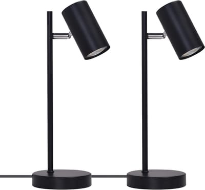 Glitzerlife - Tafellamp Bureaulamp - 2 stuks Nachtlampje - 350° draaibaar 90° kantelbaar - GU10 leeslamp - metalen design - modern slaapkamer bureau lamp - Ø12cm - Zwart