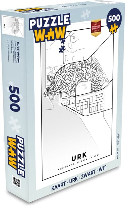 Puzzel Kaart - Urk - Zwart - Wit - Legpuzzel - Puzzel 500 stukjes